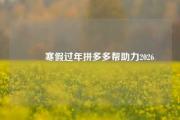 ❄️寒假过年拼多多帮助力2026