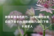 拼多多推金币助力 - 24小时助力业务自助下单平台,自助刷助力,自己下单,不用求人