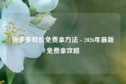拼多多砍价免费拿方法 - 2026年最新免费拿攻略