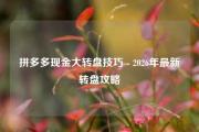 拼多多现金大转盘技巧 - 2026年最新转盘攻略