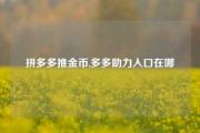 拼多多推金币,多多助力入口在哪