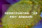 拼多多助力平台助力成功，2025“拼多多助力”真的能成功吗?