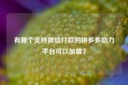 有哪个支持微信付款的拼多多助力平台可以加盟？