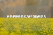 拼多多拼多多助力群,自助刷助力