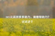 2025元宵拼多多助力，需要帮助力？试试这个