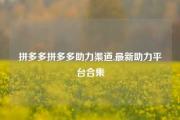 拼多多拼多多助力渠道,最新助力平台合集