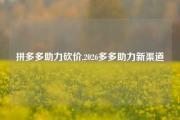 拼多多助力砍价,2026多多助力新渠道