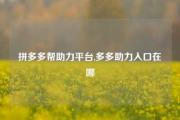 拼多多帮助力平台,多多助力入口在哪