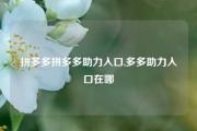 拼多多拼多多助力入口,多多助力入口在哪