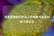 拼多多帮助力平台,24小时助力业务自助下单平台