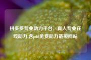 拼多多专业助力平台，真人专业在线助力,含pdd免费助力链接网站