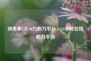 拼多多1元10刀助力平台，24小时在线助力平台