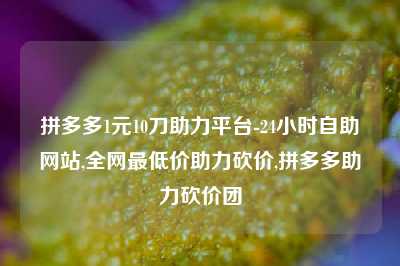 拼多多1元10刀助力平台-24小时自助网站,全网最低价助力砍价,拼多多助力砍价团