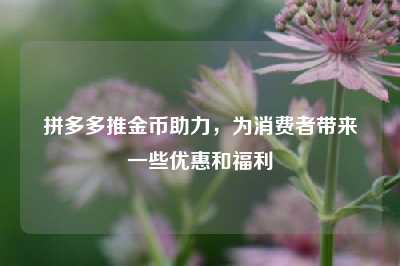 拼多多推金币助力,为消费者带来一些优惠和福利