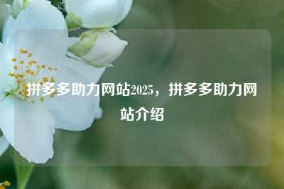 拼多多助力网站2025,拼多多助力网站介绍