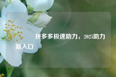 🔥拼多多极速助力，2025助力新入口💯💯💯