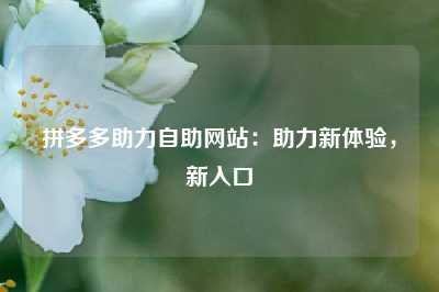 拼多多助力自助网站:助力新体验,新入口