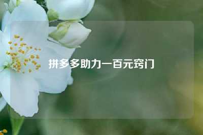 拼多多助力一百元窍门