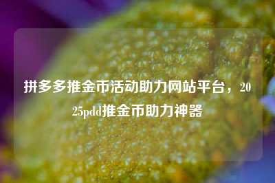 拼多多推金币活动助力网站平台，2025pdd推金币助力神器