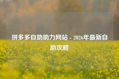 拼多多自助助力网站 - 2026年最新自助攻略