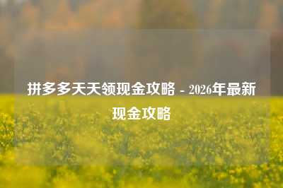 拼多多天天领现金攻略 - 2026年最新现金攻略