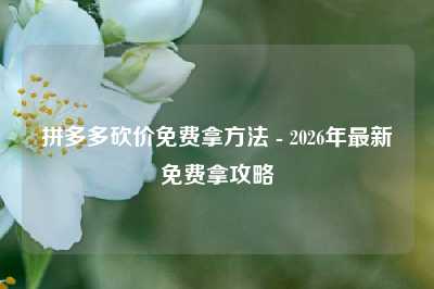 拼多多砍价免费拿方法 - 2026年最新免费拿攻略