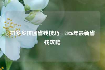 拼多多拼团省钱技巧 - 2026年最新省钱攻略