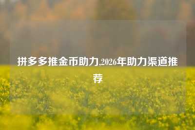 拼多多推金币助力,2026年助力渠道推荐