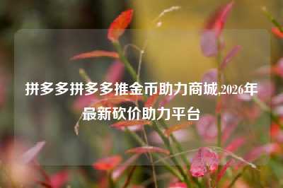 拼多多拼多多推金币助力商城,2026年最新砍价助力平台