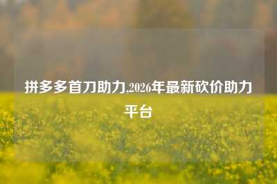 拼多多首刀助力,2026年最新砍价助力平台