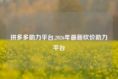 拼多多助力平台,2026年最新砍价助力平台