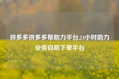 拼多多拼多多帮助力平台,24小时助力业务自助下单平台