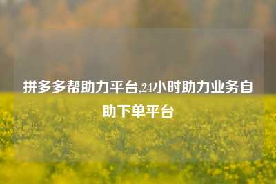 拼多多帮助力平台,24小时助力业务自助下单平台