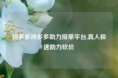 拼多多拼多多助力接单平台,真人极速助力砍价