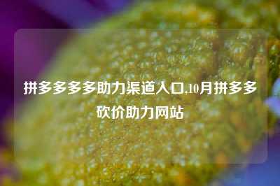 拼多多多多助力渠道入口,10月拼多多砍价助力网站