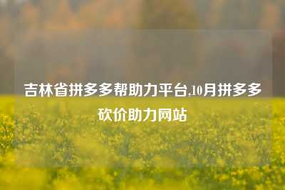 吉林省拼多多帮助力平台,10月拼多多砍价助力网站