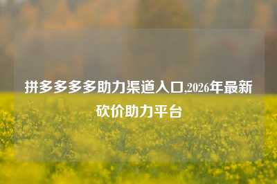 拼多多多多助力渠道入口,2026年最新砍价助力平台
