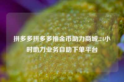拼多多拼多多推金币助力商城,24小时助力业务自助下单平台