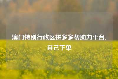 澳门特别行政区拼多多帮助力平台,自己下单