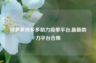 拼多多拼多多助力接单平台,最新助力平台合集