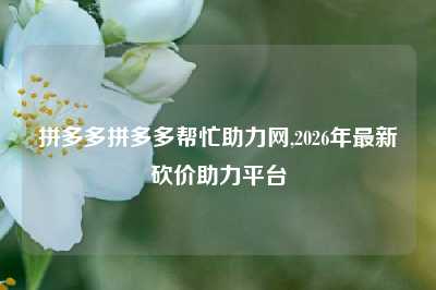 拼多多拼多多帮忙助力网,2026年最新砍价助力平台
