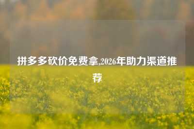 拼多多砍价免费拿,2026年助力渠道推荐