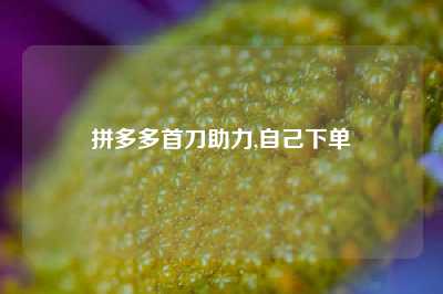 拼多多首刀助力,自己下单