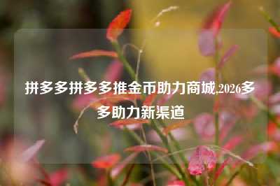 拼多多拼多多推金币助力商城,2026多多助力新渠道