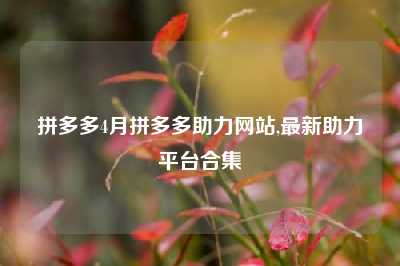 拼多多4月拼多多助力网站,最新助力平台合集