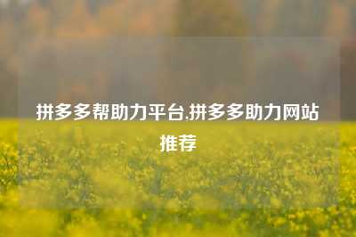 拼多多帮助力平台,拼多多助力网站推荐