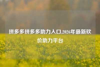 拼多多拼多多助力入口,2026年最新砍价助力平台
