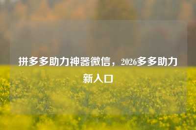 拼多多助力神器微信,2026多多助力新入口