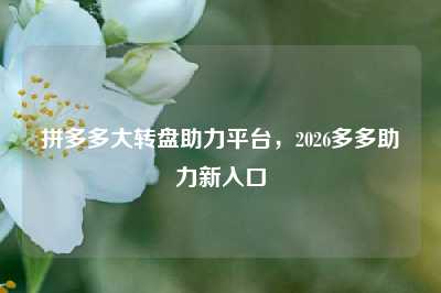 拼多多大转盘助力平台,2026多多助力新入口